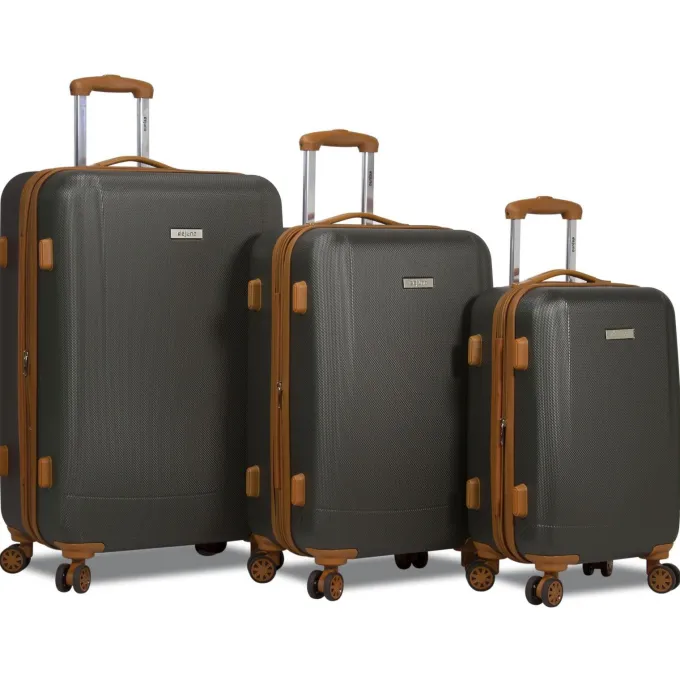 Silk & Salt Dejuno Legion Generation 3-pc Hardside Spinner TSA Combination Lock LuggaSet - Charcoal^ Checked Luggage