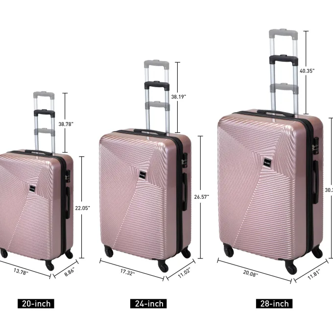 Silk & Salt Jaxpety 3 Pcs LuggaSet Expandable Hardside Spinner Suitcase with TSA Lock Rose Gold^ Luggage Sets