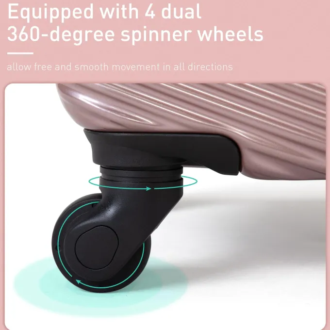 Silk & Salt Jaxpety 3 Pcs LuggaSet Expandable Hardside Spinner Suitcase with TSA Lock Rose Gold^ Luggage Sets