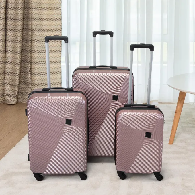 Silk & Salt Jaxpety 3 Pcs LuggaSet Expandable Hardside Spinner Suitcase with TSA Lock Rose Gold^ Luggage Sets