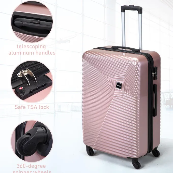 Silk & Salt Jaxpety 3 Pcs LuggaSet Expandable Hardside Spinner Suitcase with TSA Lock Rose Gold^ Luggage Sets