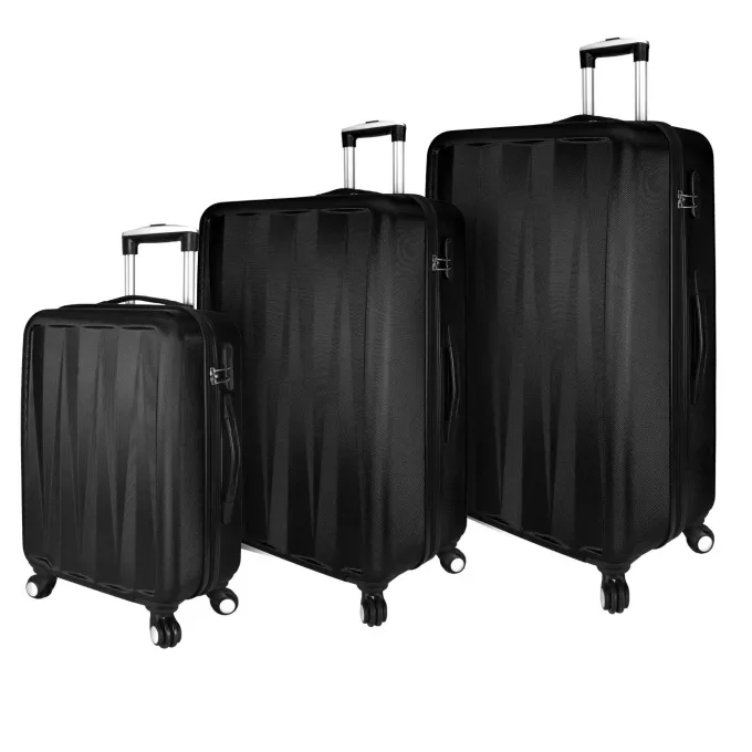 Silk & Salt Elite Luggage: Verdugo Hardside 3-Piece Spinner LuggaSet Black^ Carry On Luggage
