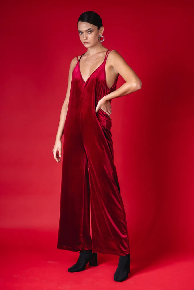 Silk & Salt dangerously in love jumpsuit - wine velvet^ Jumpsuits
