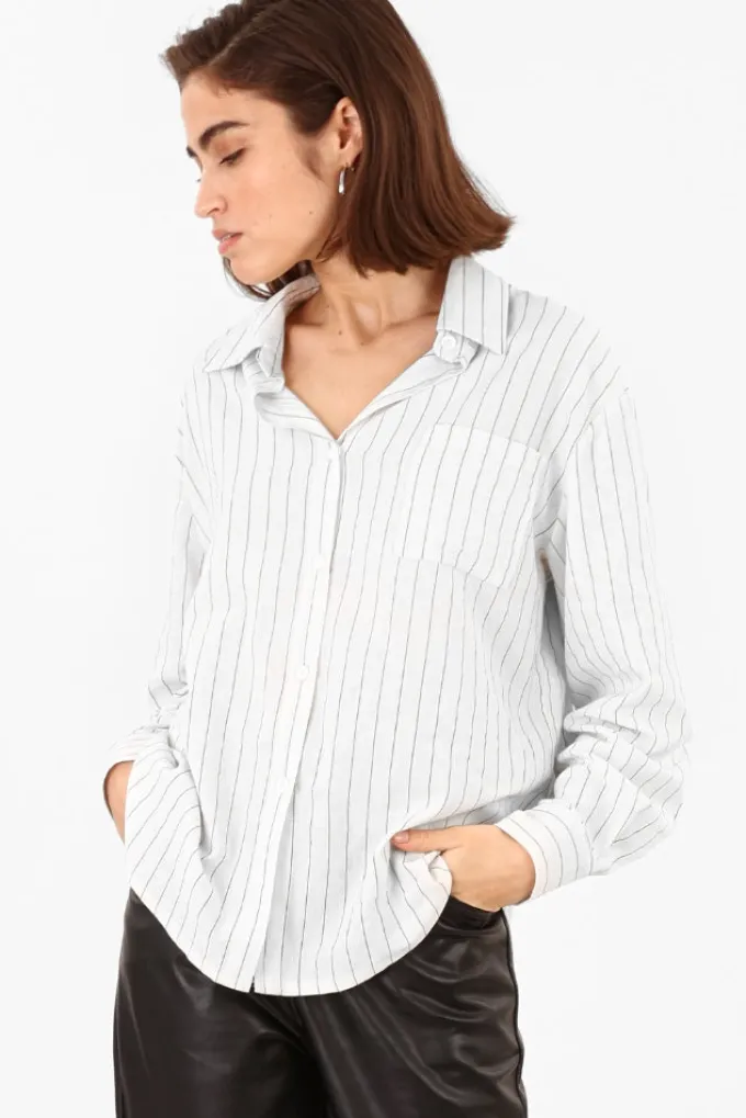 Silk & Salt emily striped shirt - white^ Tops