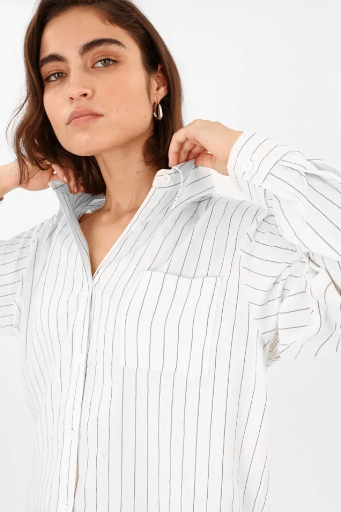 Silk & Salt emily striped shirt - white^ Tops