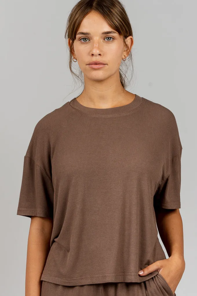 Silk & Salt cohen kai tshirt - coffee^ Tops