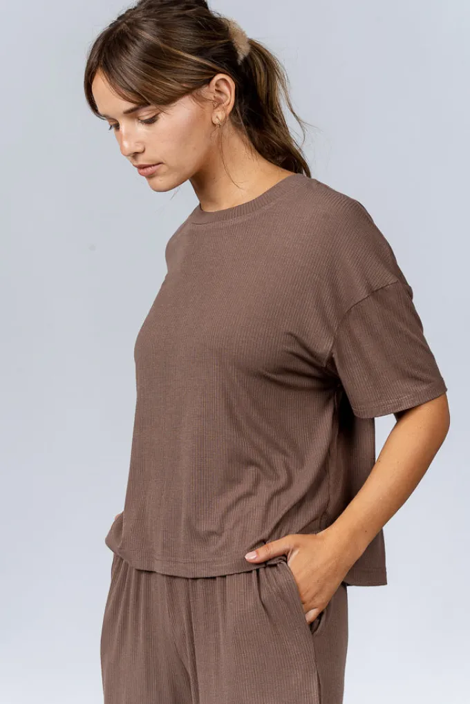 Silk & Salt cohen kai tshirt - coffee^ Tops