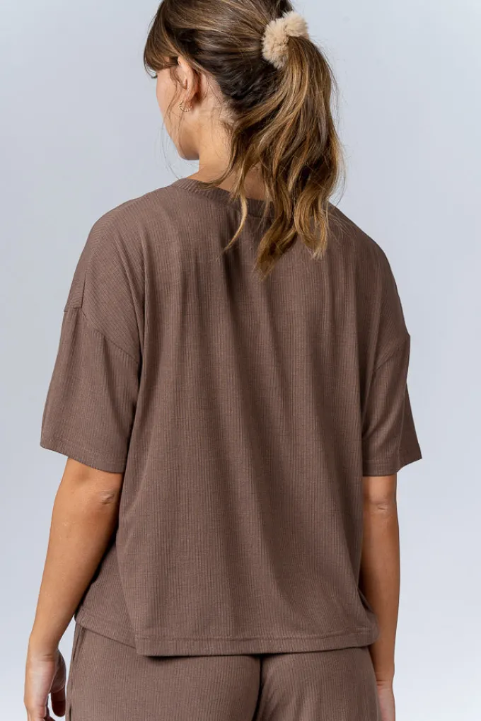 Silk & Salt cohen kai tshirt - coffee^ Tops