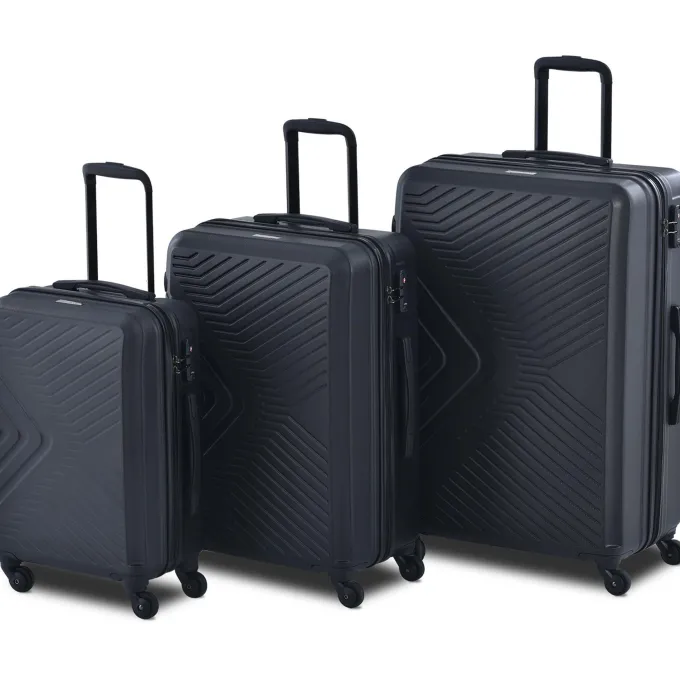Silk & Salt 3 Piece Black LuggaTravel Set 20 24 28 Carry on Luggawith Spinner Wheels Lightweight Hard Case LuggaTravel Suitcase Christmas Gifts for Business Trip Holiday Travel Cruise^ Luggage Sets
