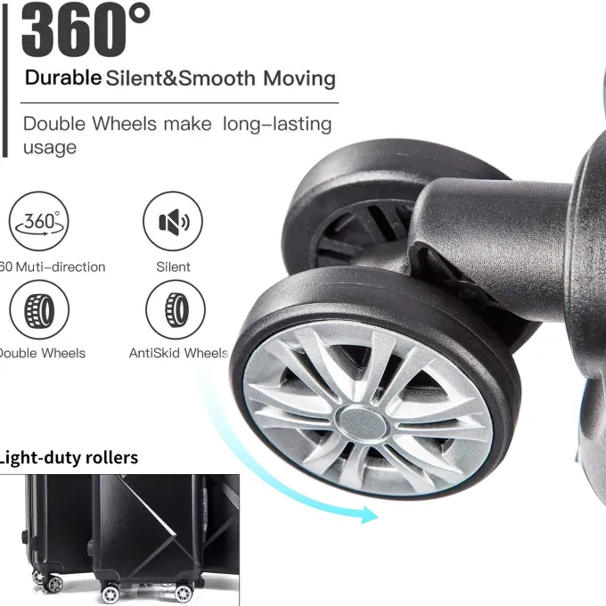 Silk & Salt 3 Piece LuggaSets with Hardside Expandable Spinner Wheel (20/24/28) Black^ Hard Side Luggage