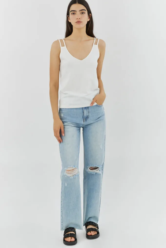 Silk & Salt palermo top - white^ Knitwear