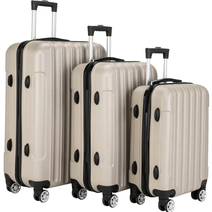 Silk & Salt Hi.FANCY 3-in-1 LuggaABS StoraSuitcases Waterproof Trolley Cases with Spinner Wheels Travel Baggage Grey^ Hard Side Luggage