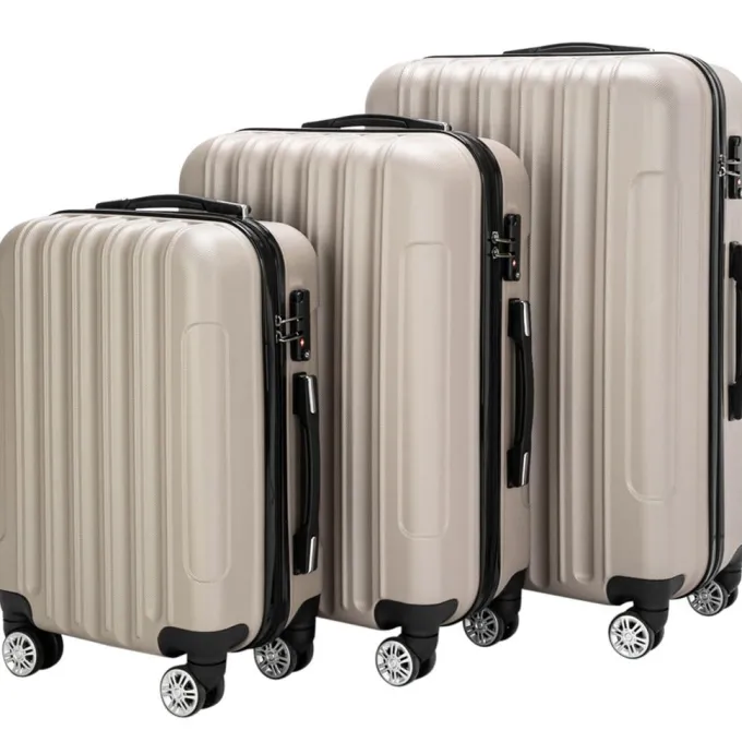 Silk & Salt Hi.FANCY 3-in-1 LuggaABS StoraSuitcases Waterproof Trolley Cases with Spinner Wheels Travel Baggage Grey^ Hard Side Luggage