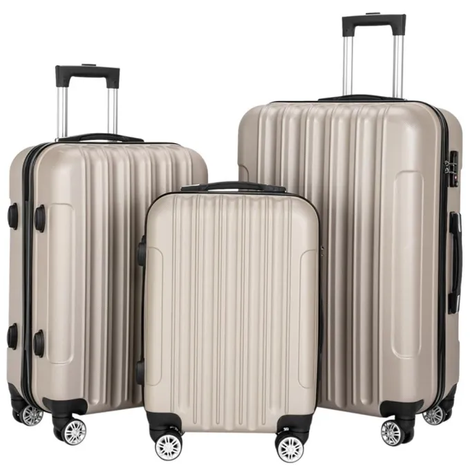 Silk & Salt Hi.FANCY 3-in-1 LuggaABS StoraSuitcases Waterproof Trolley Cases with Spinner Wheels Travel Baggage Grey^ Hard Side Luggage