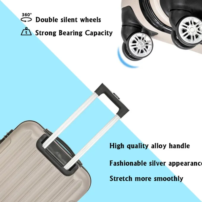 Silk & Salt Hi.FANCY 3-in-1 LuggaABS StoraSuitcases Waterproof Trolley Cases with Spinner Wheels Travel Baggage Grey^ Hard Side Luggage