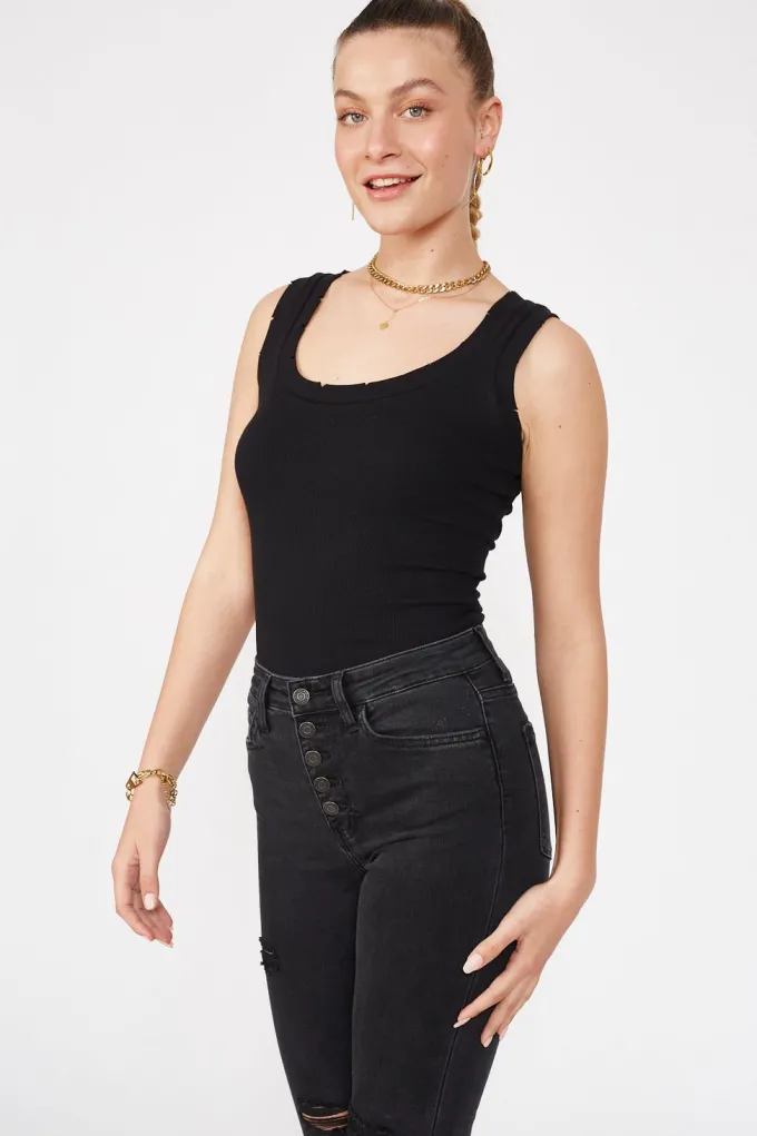 Silk & Salt elevated  top - black rib^ Tops