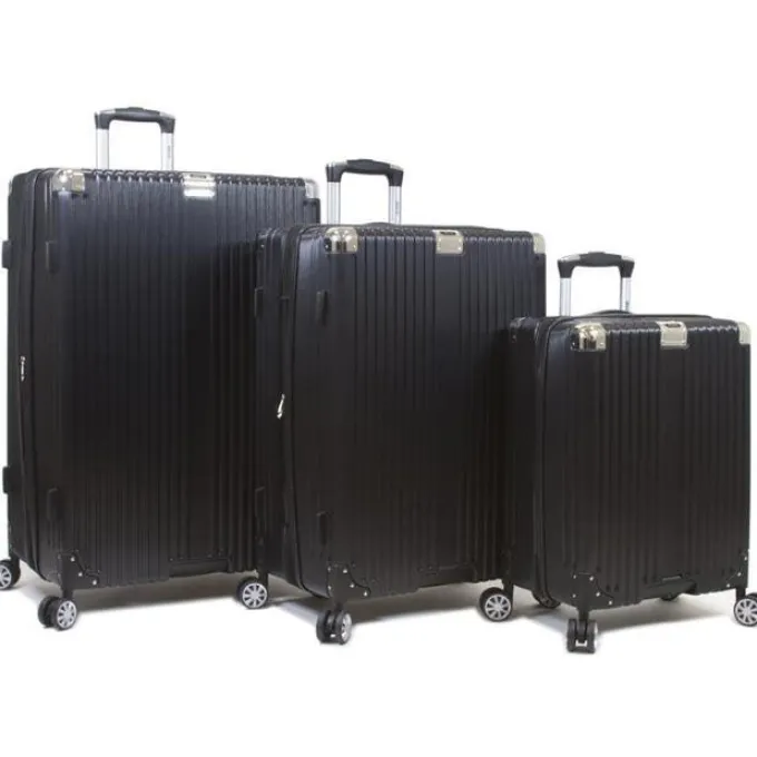 Silk & Salt Dejuno Moda Scratch Resistant 3-Piece Hardside Spinner LuggaSet - Black^ Checked Luggage