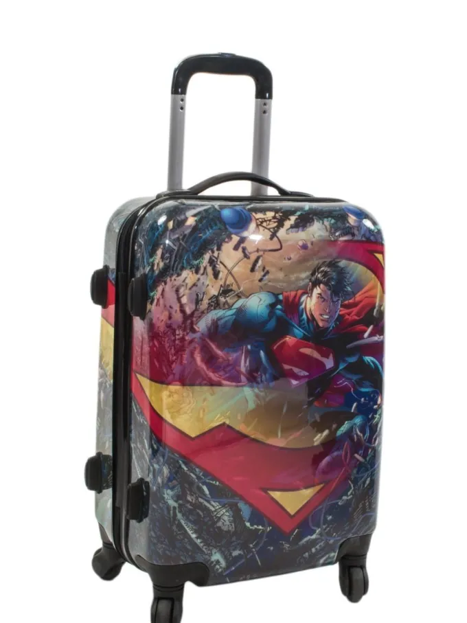 Silk & Salt DC Comics Superman 21 Inch Spinner Rolling LuggaSuitcase Upright ABS Plastic Hard Cases^ Carry On Luggage