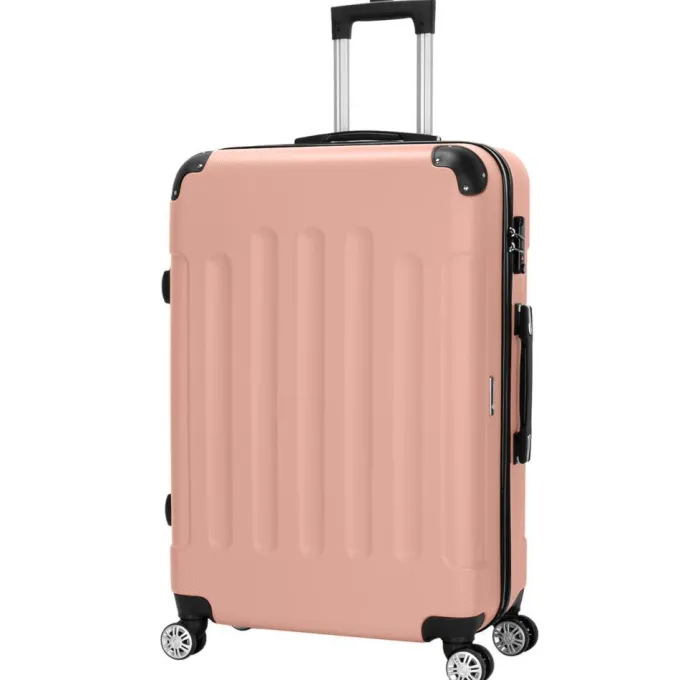 Silk & Salt Zimtown 3Pcs 20/24/28 LuggaSet Travel Bag TSA Lock Trolley Carry On Suitcase Rose Gold^ Carry On Luggage