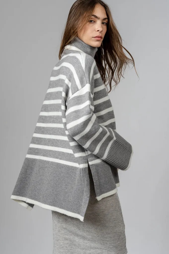 Silk & Salt denise sweater - grey/white^ Knitwear
