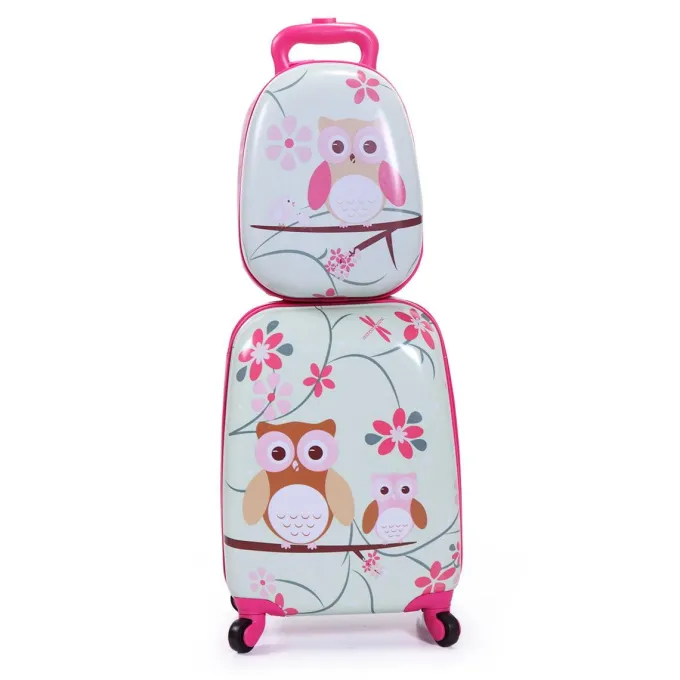 Silk & Salt 2 Pcs Kid LuggaSet12 Backpack amp16 Kid Carry on Suitcase with Spinner WheelsTravel Rolling Luggafor Girl amp;amp;Boy^ Hard Side Luggage