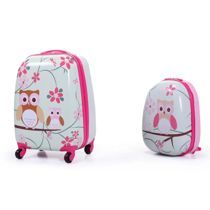 Silk & Salt 2 Pcs Kid LuggaSet12 Backpack amp16 Kid Carry on Suitcase with Spinner WheelsTravel Rolling Luggafor Girl amp;amp;Boy^ Hard Side Luggage