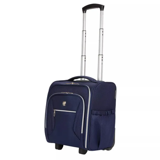 Silk & Salt SWISSGEAR 16 Checklite Underseat Carry On Suitcase - Navy Blue^ Checked Luggage