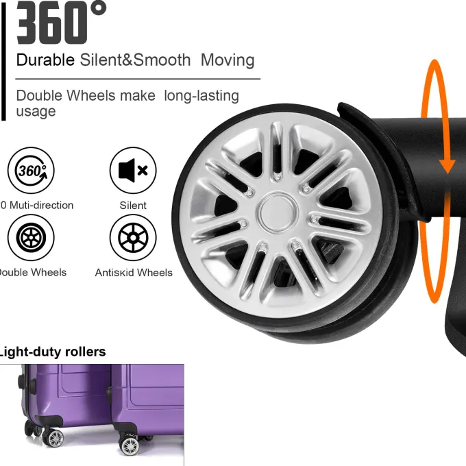 Silk & Salt Traveling Luggage 3pcs Hardside LuggaSet 20+24+28 with TSA Lock Purple^ Checked Luggage