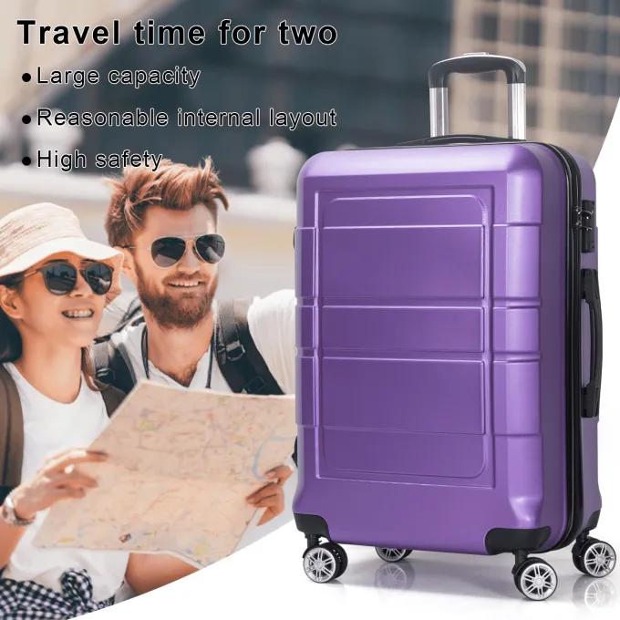 Silk & Salt Traveling Luggage 3pcs Hardside LuggaSet 20+24+28 with TSA Lock Purple^ Checked Luggage