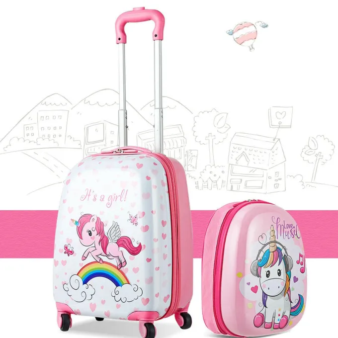 Silk & Salt Kid LuggaSet 12u201d Backpack amp16u201d Kid Carry on Suitcase with Spinner Wheels Child School Travel Rolling Luggafor Girl FREMO^ Hard Side Luggage