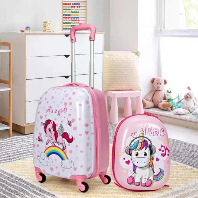 Silk & Salt Kid LuggaSet 12u201d Backpack amp16u201d Kid Carry on Suitcase with Spinner Wheels Child School Travel Rolling Luggafor Girl FREMO^ Hard Side Luggage