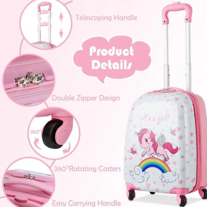 Silk & Salt Kid LuggaSet 12u201d Backpack amp16u201d Kid Carry on Suitcase with Spinner Wheels Child School Travel Rolling Luggafor Girl FREMO^ Hard Side Luggage