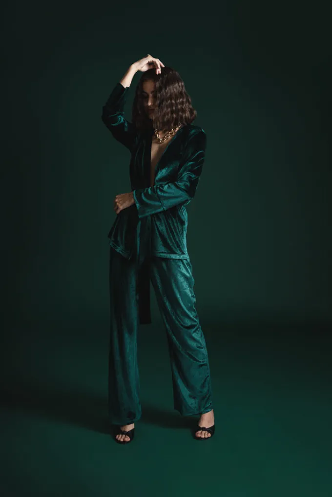 Silk & Salt avery velvet suit - green^ Sets