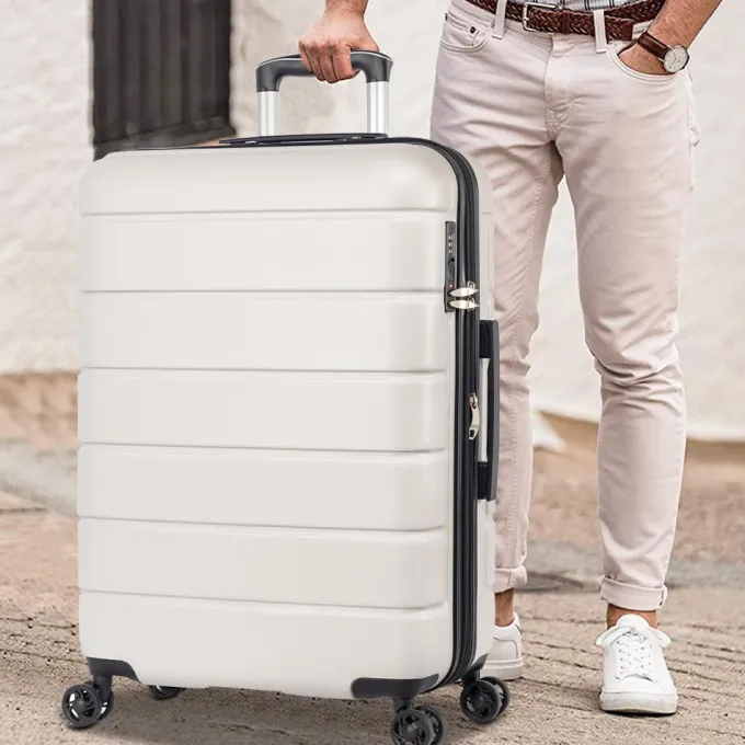 Silk & Salt SEGMART 3 Pieces Travel LuggaSet 20''/24''/28'' Lightweight Women Suitcase Travel Sets 3-in-1 Portable Trolley Case with Telescoping Handle Outdoor Hardside LuggaSet S9354^ Hard Side Luggage