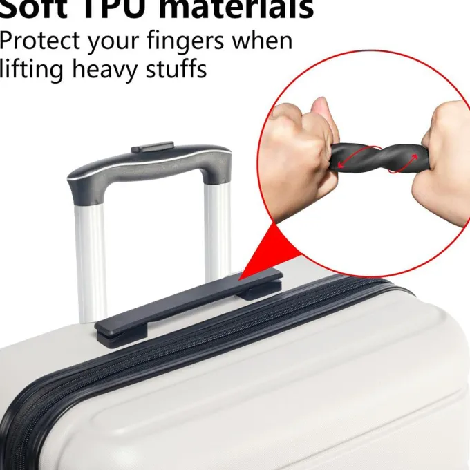 Silk & Salt SEGMART 3 Pieces Travel LuggaSet 20''/24''/28'' Lightweight Women Suitcase Travel Sets 3-in-1 Portable Trolley Case with Telescoping Handle Outdoor Hardside LuggaSet S9354^ Hard Side Luggage
