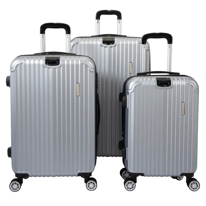 Silk & Salt Topcobe 3pcs Expandable Suitcase Vertical Striped Suitcase for Travel Sliver^ Hard Side Luggage