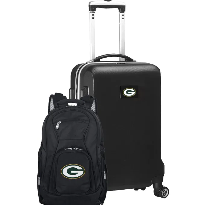 Silk & Salt MOJO Black Green Bay Packers 2-Piece Backpack ampCarry-On Set^ Luggage Sets