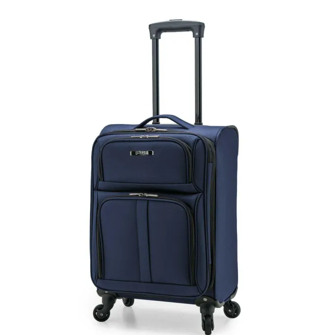 Silk & Salt US Traveler Anzio u2014 22 Carry On Rolling LuggaSpinner Silent Wheel Tow Push Handle Travel Suitcase Bag Navy^ Carry On Luggage