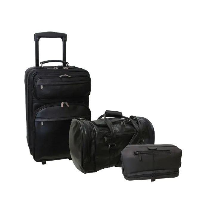 Silk & Salt Amerileather Cannon Three Piece Leather LuggaSet^ Carry On Luggage