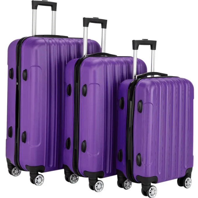 Silk & Salt SalonMore 3 Piece Suitcase LuggaSet With TSA Lock Purple^ Hard Side Luggage