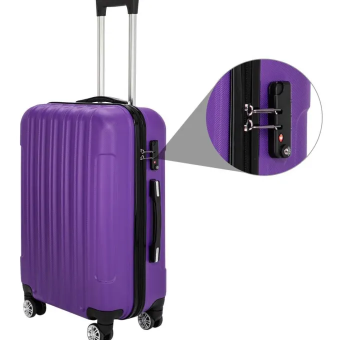 Silk & Salt SalonMore 3 Piece Suitcase LuggaSet With TSA Lock Purple^ Hard Side Luggage