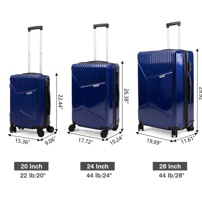 Silk & Salt Jaxpety 3 Pcs Hardside Expandable LuggaSet Trolley Suitcase W/ TSA Lock (20 24 28)^ Checked Luggage