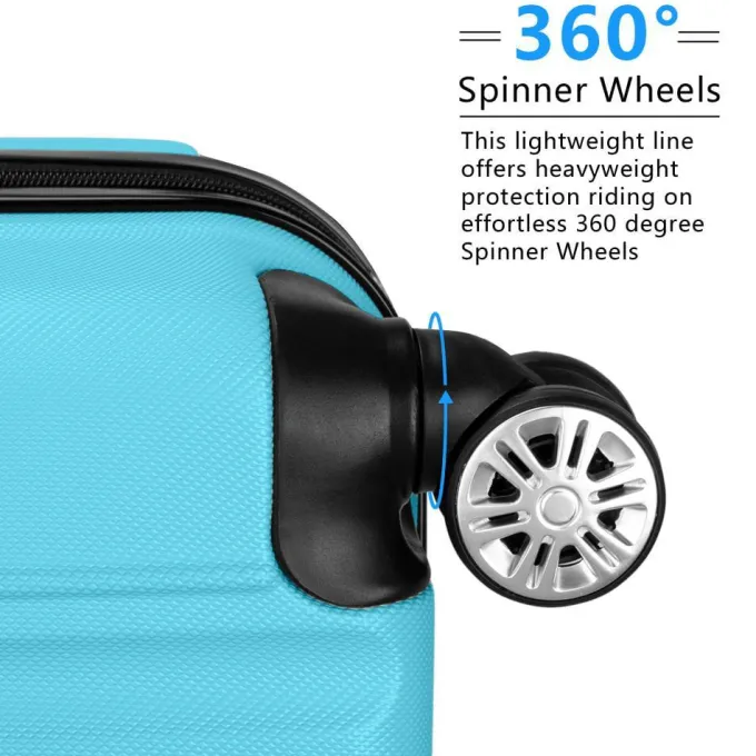 Silk & Salt GoDecor 3 Pieces LuggaTravel Set Bag ABS Trolley Suitcase Blue^ Hard Side Luggage