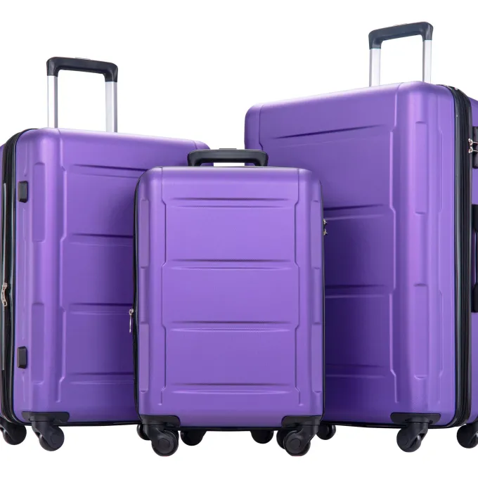 Silk & Salt Anysun 3 Piece Hardside Lightweight Expandable LuggaSet (20/24/28) (Purple)^ Luggage Sets