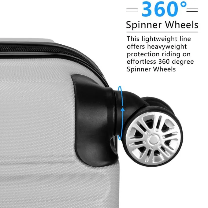 Silk & Salt GoDecor 3 Pieces LuggaTravel Set Bag ABS Trolley Suitcase Sliver Gray^ Hard Side Luggage