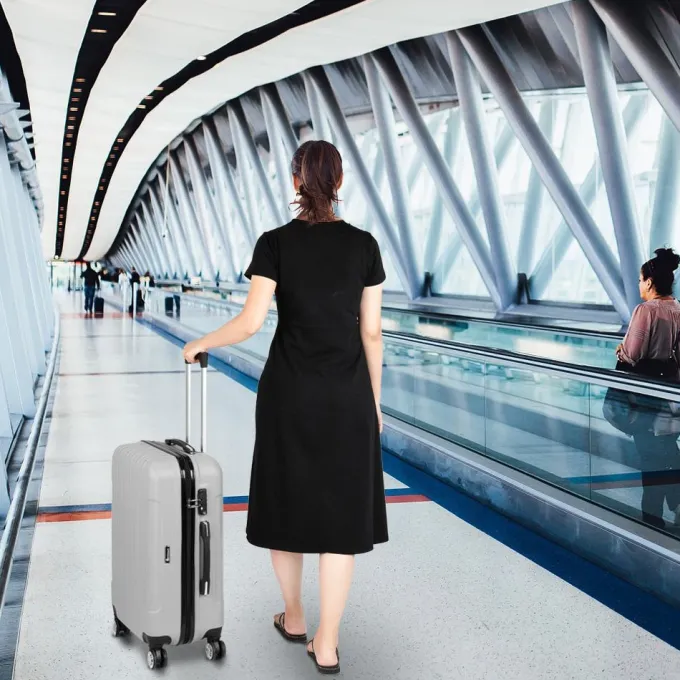 Silk & Salt Zimtown 3PCS LuggaTravel Set Bags ABS Trolley Hard Shell Suitcase W/TSA lock With 4 Wheels Multi-Colored^ Carry On Luggage