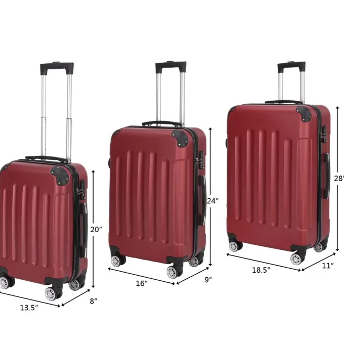 Silk & Salt Veryke 3 Piece Multifunctional LuggaSet LarCapacity Traveling Suitcase Set - Wine Red^ Hard Side Luggage