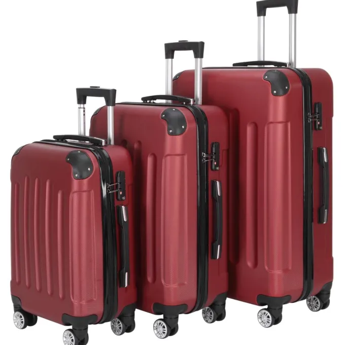 Silk & Salt Veryke 3 Piece Multifunctional LuggaSet LarCapacity Traveling Suitcase Set - Wine Red^ Hard Side Luggage