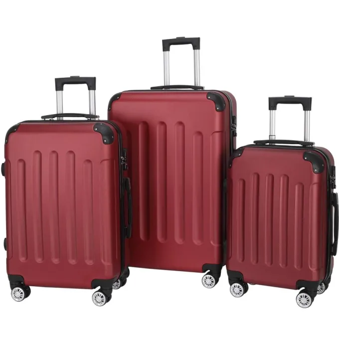 Silk & Salt Veryke 3 Piece Multifunctional LuggaSet LarCapacity Traveling Suitcase Set - Wine Red^ Hard Side Luggage