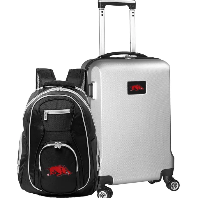 Silk & Salt Arkansas backs Deluxe 2-Piece Backpack and Carry-On Set - Silver^ Hard Side Luggage